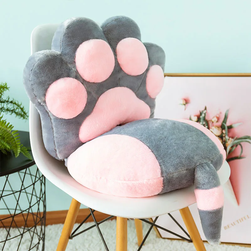 

2pcs/set Cats Claw Back Cushion+Cats Tail Seat Cushion Kids Gift Plush Toy Home Chair Seat Cushion Sofa Throw Pillow Nap Pillow