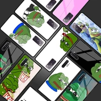 sad frog pepe meme tempered glass phone case for samsung galaxy s21 s20 fe s10 note 10 20 ultra 5g 9 s9 plus s10e cover coque