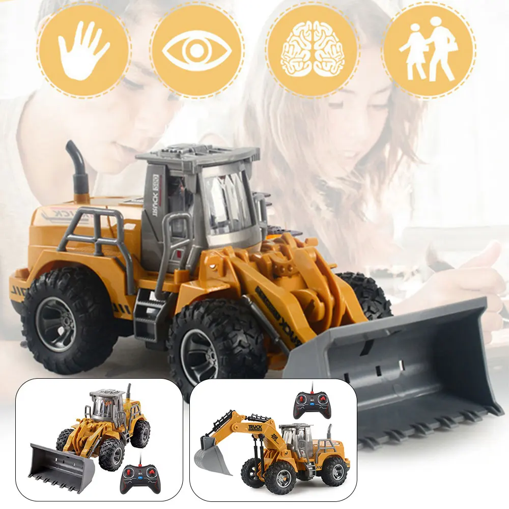 

City Remote Control Engineering Vehicle Bulldozer Construction Model Toy Kids Gift Truck Digger Engineering Vehicle RC Excavator