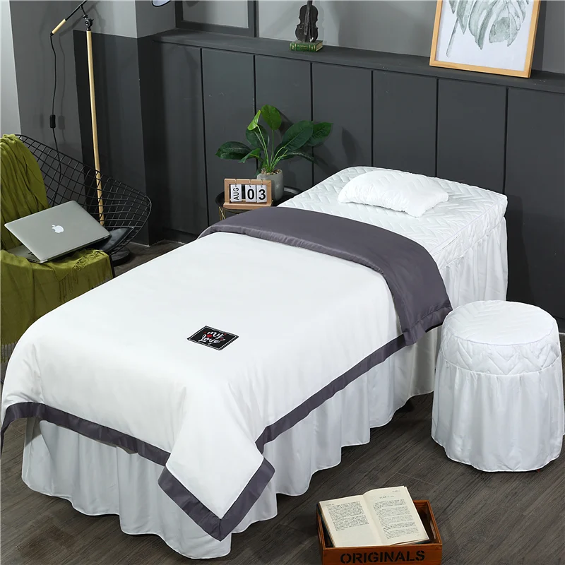 

4-6pcs Beautiful Beauty Salon Bedding Sets Massage Spa Use Tencel Silk Duvet Cover Bed Skirt Quilt Sheet Pillow Custom Size #s