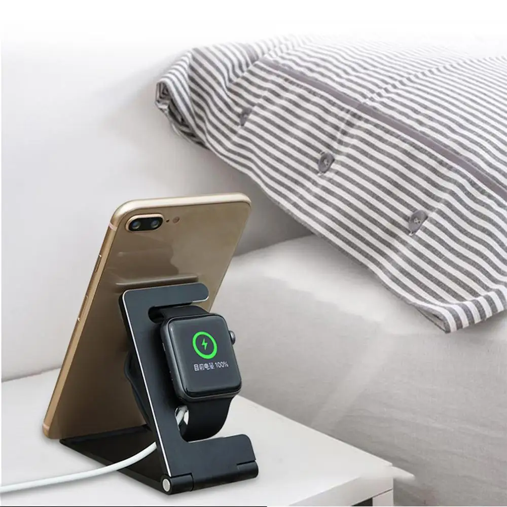 

Portable 2 in 1 Multi Charging Dock Stand Docking Station Charger Holder for Apple Watch for iPhone Mobile Phone Tablet