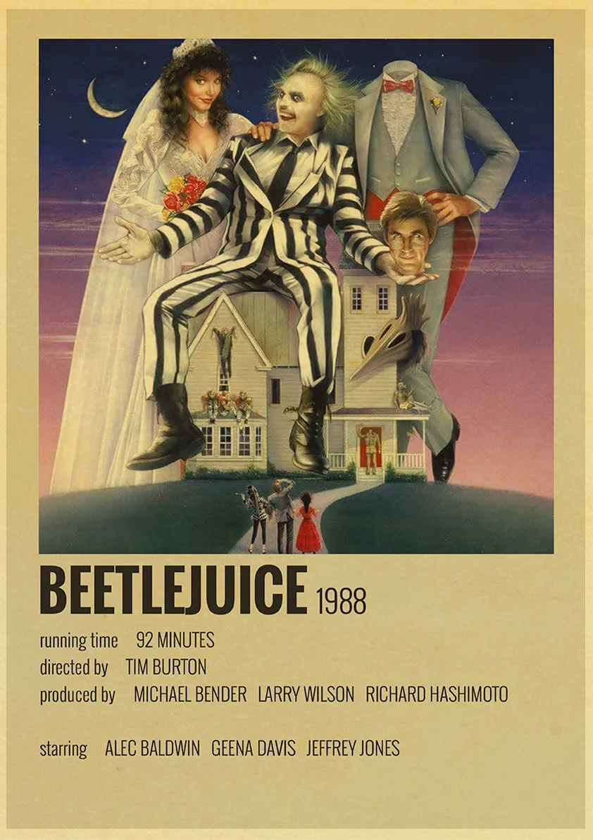 25 types of Classic Movie Posters Film Details Lucifer Beetlejuice Back to the future Retro Poster Home Room Decor Art Painting | Дом и сад