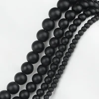 natural black matte stone smooth round beads for diy handmade jewelry making bracelet neckalce 46810mm dropshipping wholesale