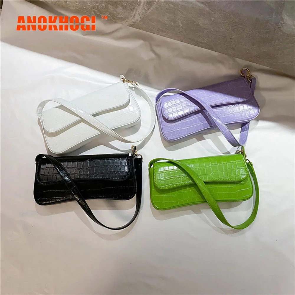 

ANOKHOGI Candy Color Alligator Women Shoulder Bags 2020 New Female Solid Handbags ZX09