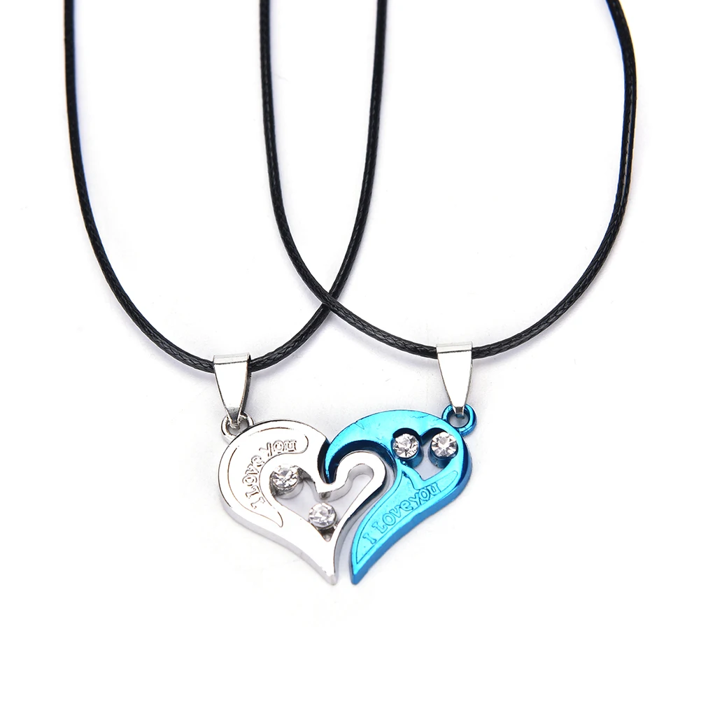 

1 Pair Heart Shape Pendant Necklaces Stainless Steel Men Women Lover Necklace I Love You Fashion Jewelry Couple Gift