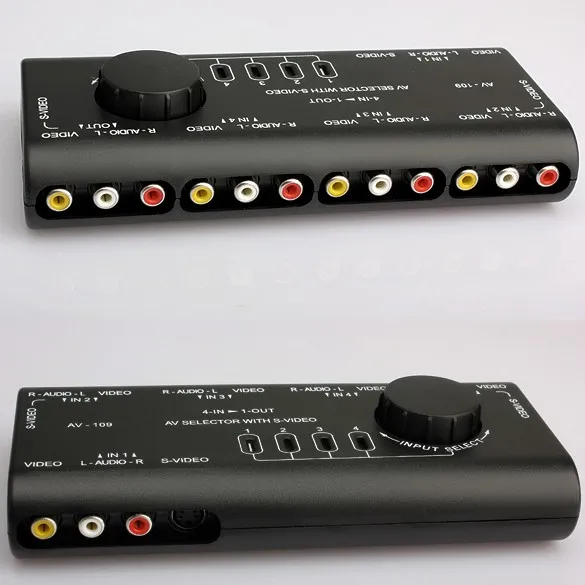 Практичный Стандартный Выключатель с 4 входами и 1 выходом кабелем RCA для ТВ