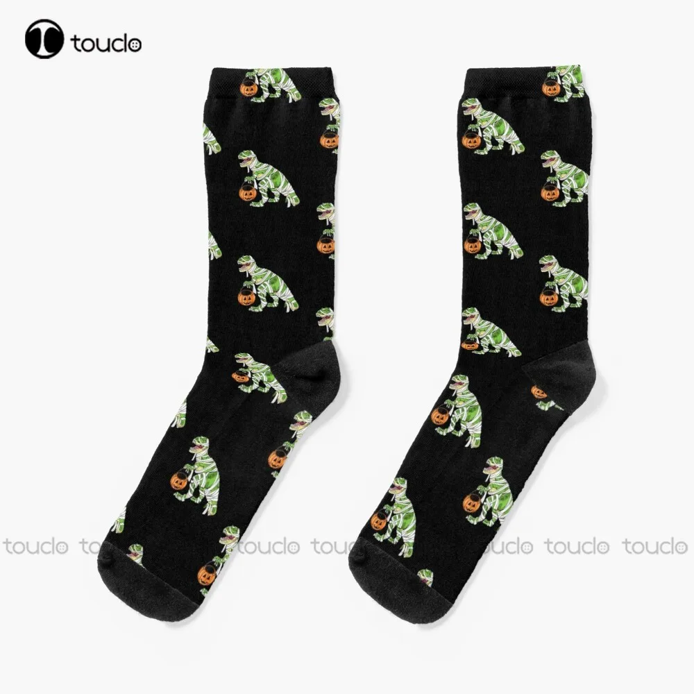 

Halloween Dinosaur T Rex Mummy Pumpkin Socks Workout Socks Men Personalized Custom Unisex Adult Teen Youth Socks Fashion New