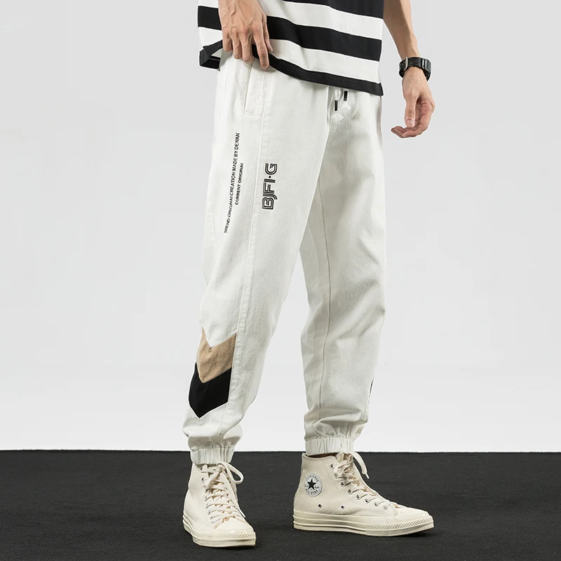 

2021 New Harlem Jeans Casual Trousers Printed Plus-Size Bunched Trousers Casual Jeans Overalls Hip-Hop Pants 652