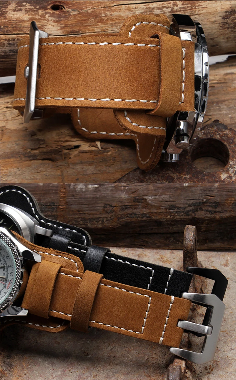 Ремешок Onthelvel 20 мм 22 мм из натуральной кожи для часов Panerai 24 мм 26 мм для матовых наручных часов с пряжкой# E