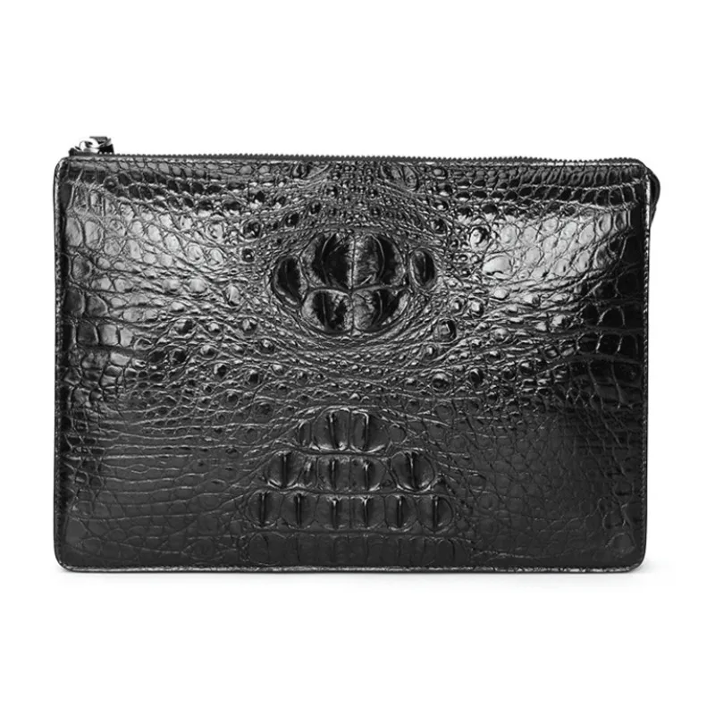 New Alligator Skin Men's Business Briefcase Genuine Leather Luxury Clip Bag High-end Fashion Handbag Trend Casual Clutch Bag