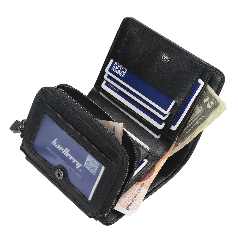 

Fashion Wallet Men Short European and American Multi-card Position Three-fold Zipper Coin Purse Fashion Thin Card Holder Purses
