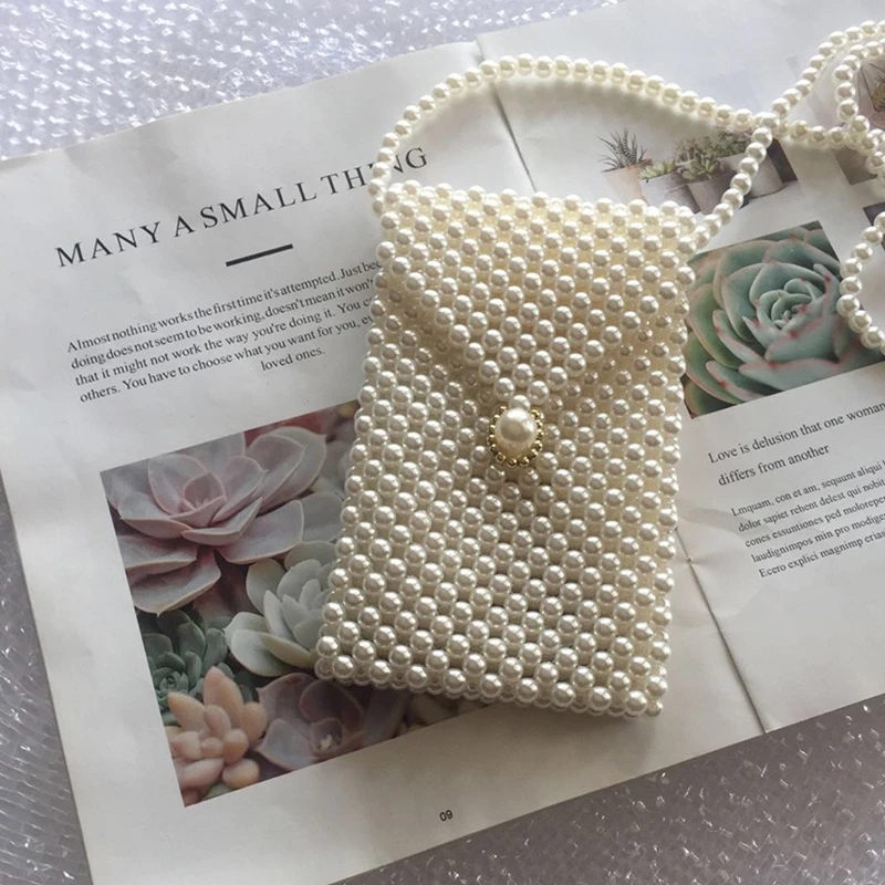 Сумка ручной работы с имитацией жемчуга сумки из бисера стеганые кошельки