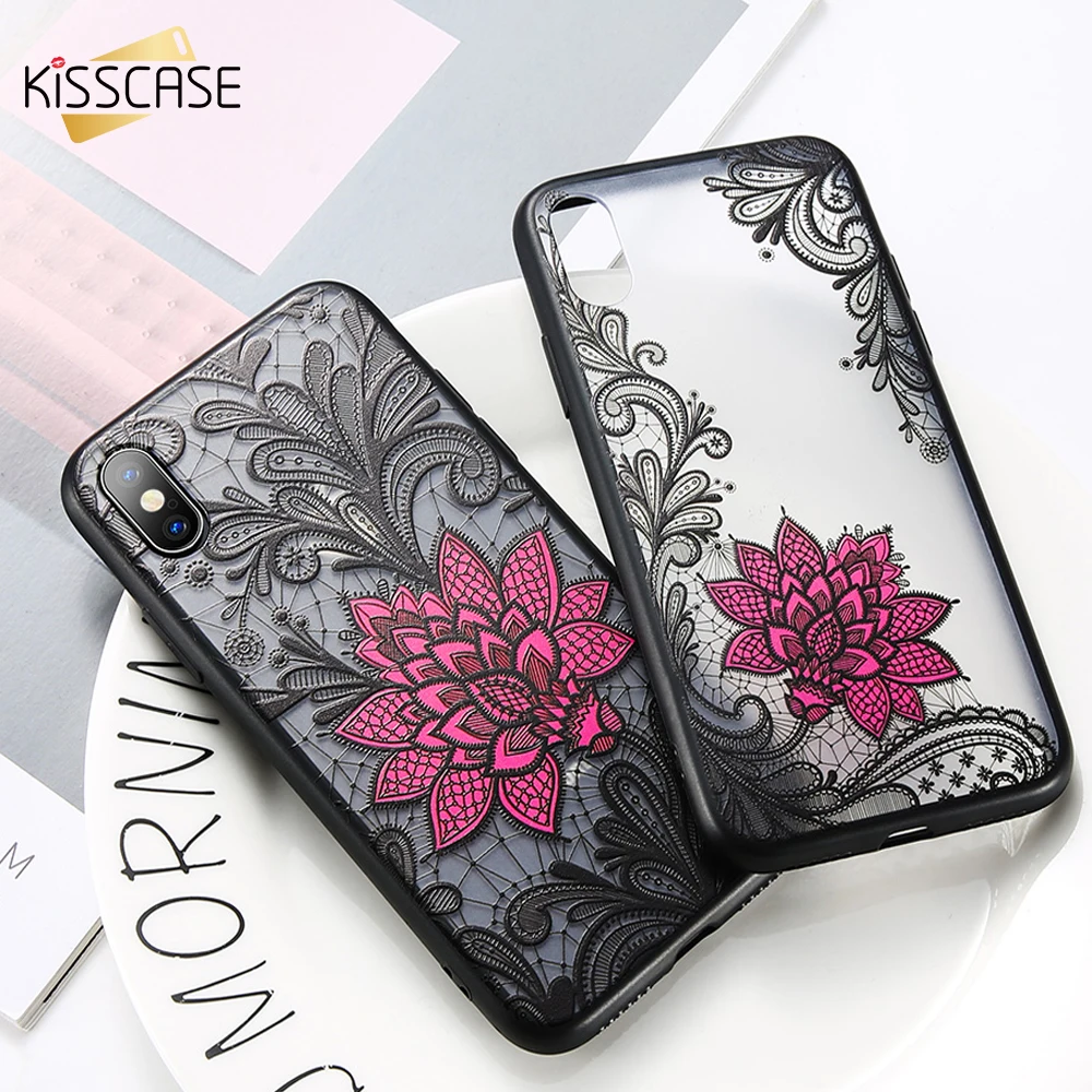 KISSCASE тиснением Черная роза цветок чехол для Xiaomi Redmi 4x 4A 5A 6A S2 Note 4X5 Pro кружева