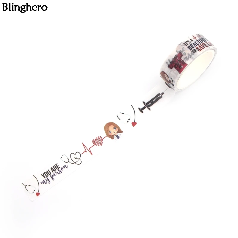 Blinghero серая Анатомия 15 мм X 5 м васи клейкая лента стильная маскирующая Лента наклейки для ноутбука крутая ручка клейкая лента BH0058