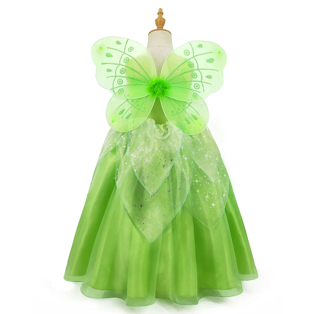girls princess tiana dress up costume kids cosplay princess and the frog clothing child birthday party halloween fancy ball gown free global shipping