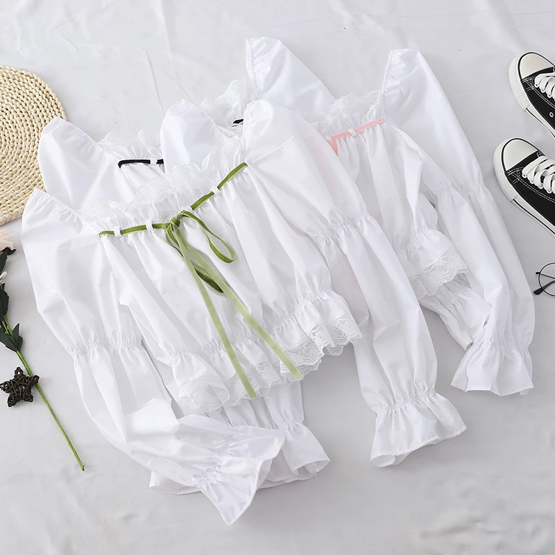 Блузка женская шифоновая с квадратным вырезом и рукавами фонариками|Рубашки| |