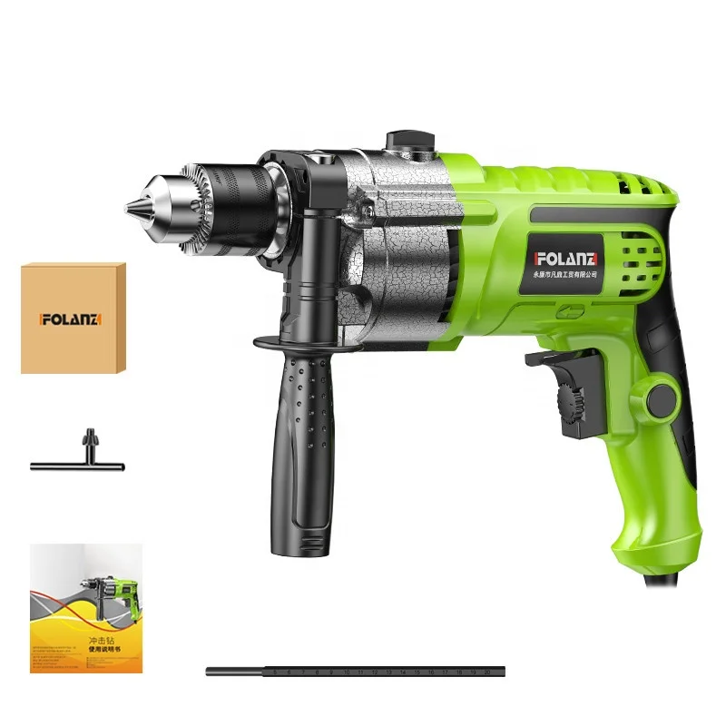 

Hot Sale 10mm 220V Small Portable Electric Impact Drill 710W with Paper Box Set