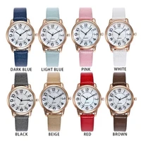 arabic number analog round dial faux leather band couple quartz wrist watch men and women simple watch quartz watch couple gifts