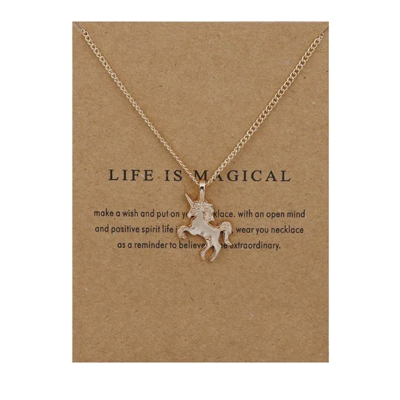 

New Unicorn Necklace Ins Pony Creative Card Clavicle Chain Multicolor Optional