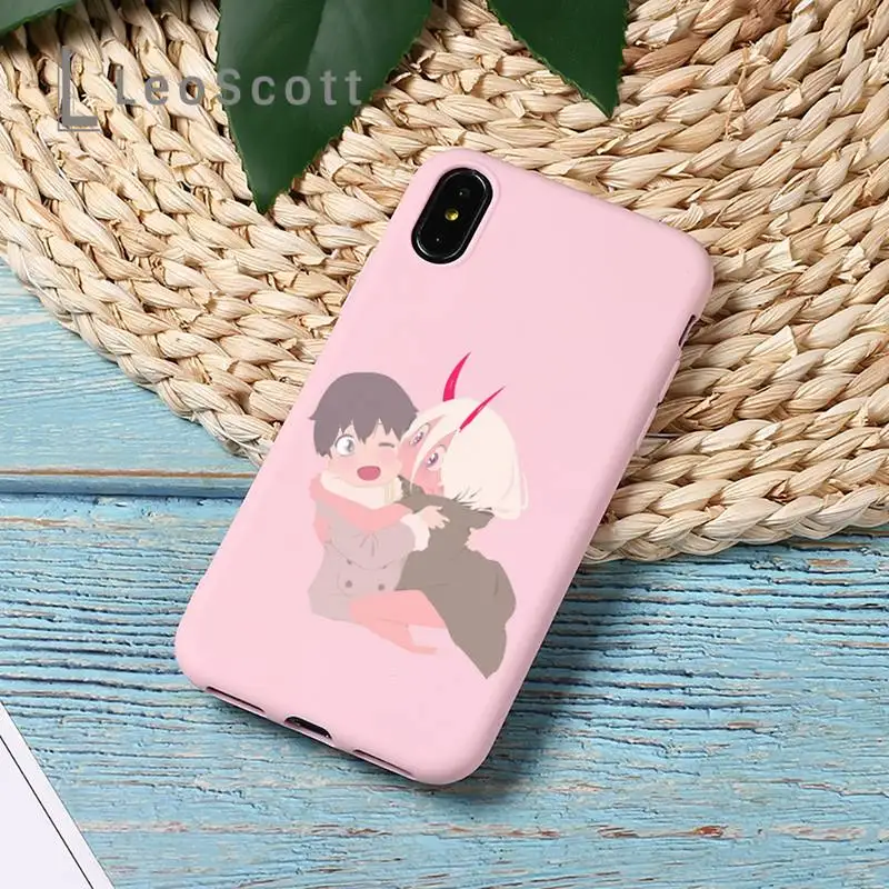

Sexy anime girl Two zero lovely Pink Phone Case Candy Color for iPhone 11 12 mini pro XS MAX 8 7 6 6S Plus X 5S SE 2020 XR