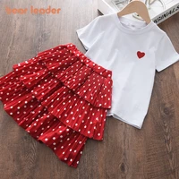 bear leader toddler kids baby girl print white blouse polka dot skirts summer short sleeve 2pcs infant girl clothes 3 7 years