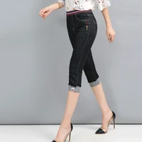 2022 summer denim jeans women streetwear high waist calf length embroidery ladies skinny pencil pants clothing 3xl 4xl 5xl
