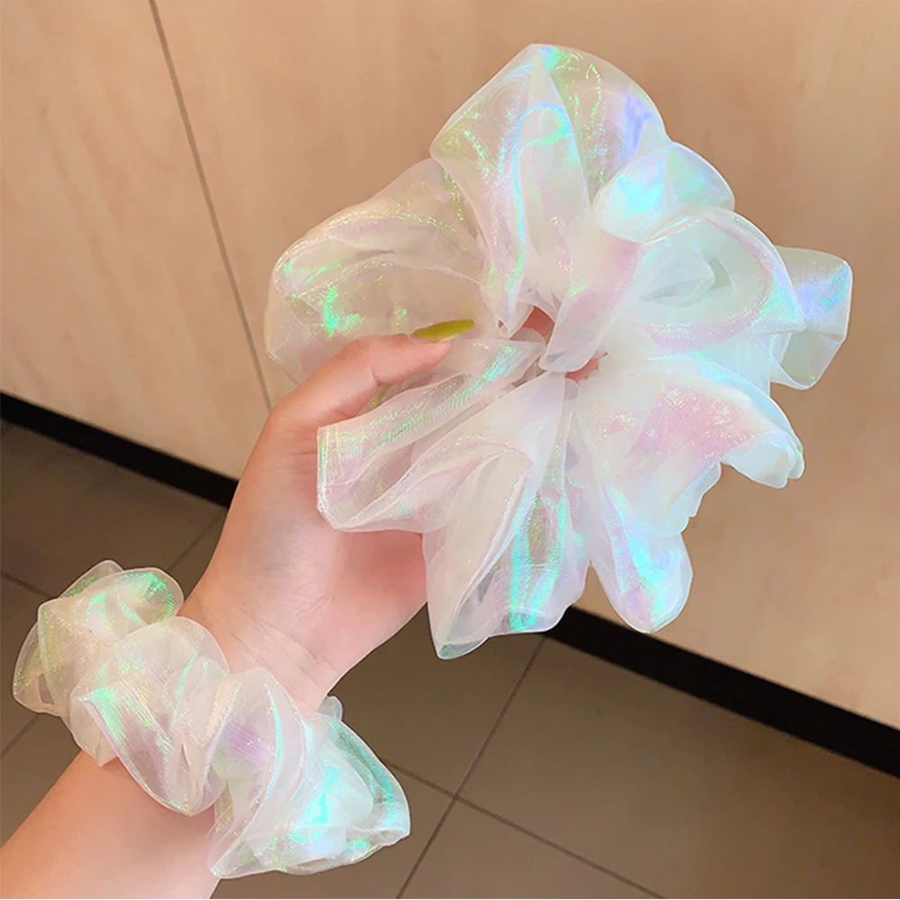 1 шт. блестящие белые резинки из органзы для волос эластичные девочек повязка на