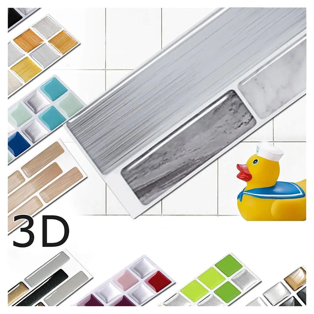 Яркая плитка 6 листов серая блестящая мраморная отделка настенная | Наклейки для