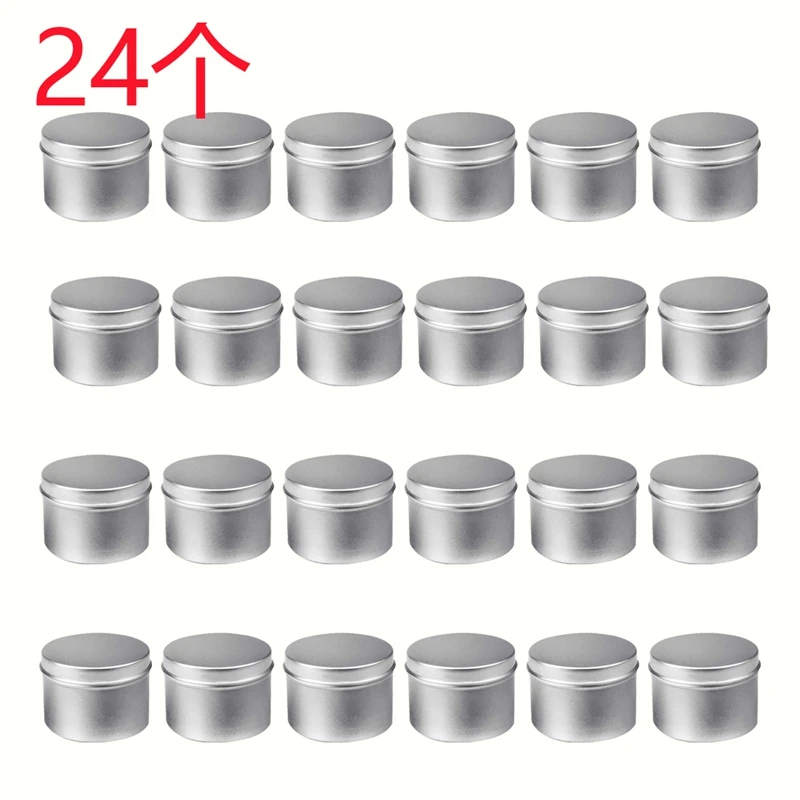 

24 Pack Round Metal Tins Box Candle Tin Black Aluminum Jar Storage Empty Pot Plain Cans Cream Cosmetic Container