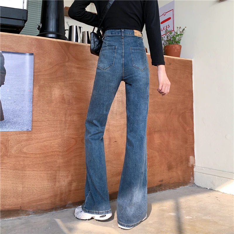 Женские джинсы с завышенной талией широкие Свободные повседневные длинные