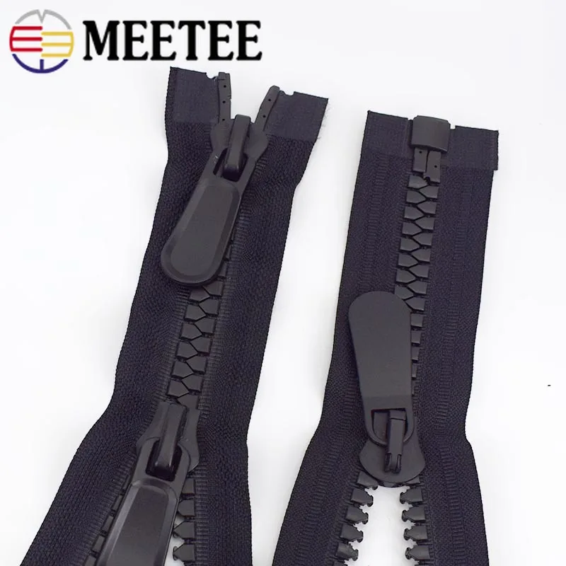 

Meetee 15# 70cm Resin Zippers Double Slider Single Puller Open-end Auto Lock Long Zip for Jacket Outdoor Backpack Accessories