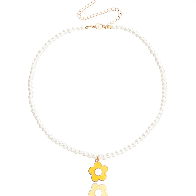 

Boho Ethnic Pearl Choker Daisy Flower Pendant Chain Necklace for Women Wedding Party Fashion Jewelry Gift