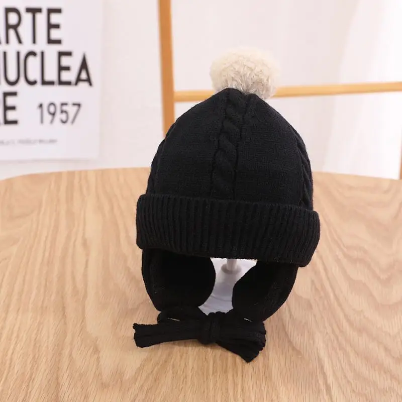 

Acrylic Solid Color Thicken knitted hat warm hat Skullies cap beanie hat for Children boy and girl 65