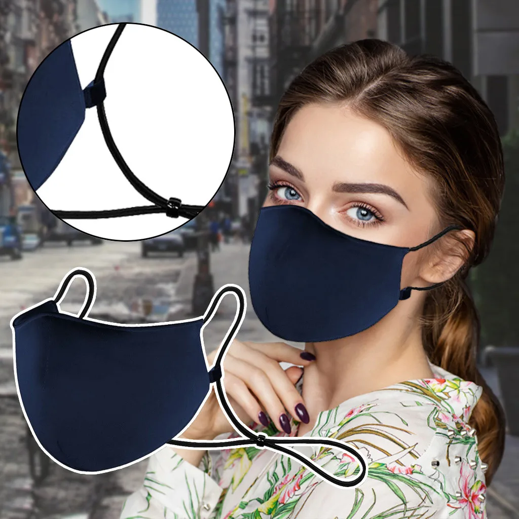 

Solid Color Design Face Mask With Lanyard Adjustable Anti Dust Reusable Mouth Mask Men Women Washable Mask Masque Fashion