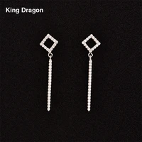 unique square 925 sterling silver drop earrings with cubic zirconia for girl women birthday gift e1791