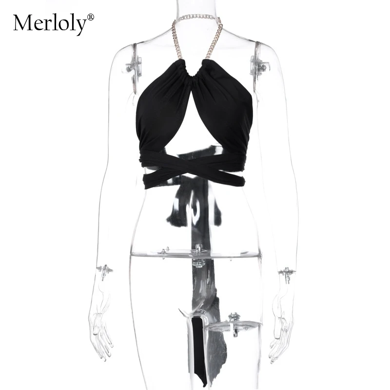 

Women's Sets 2021 Spring And Summer New Sexy Halter Hanging Neck Tube Top Hollow Back Straps Bottoming Vest Single Size