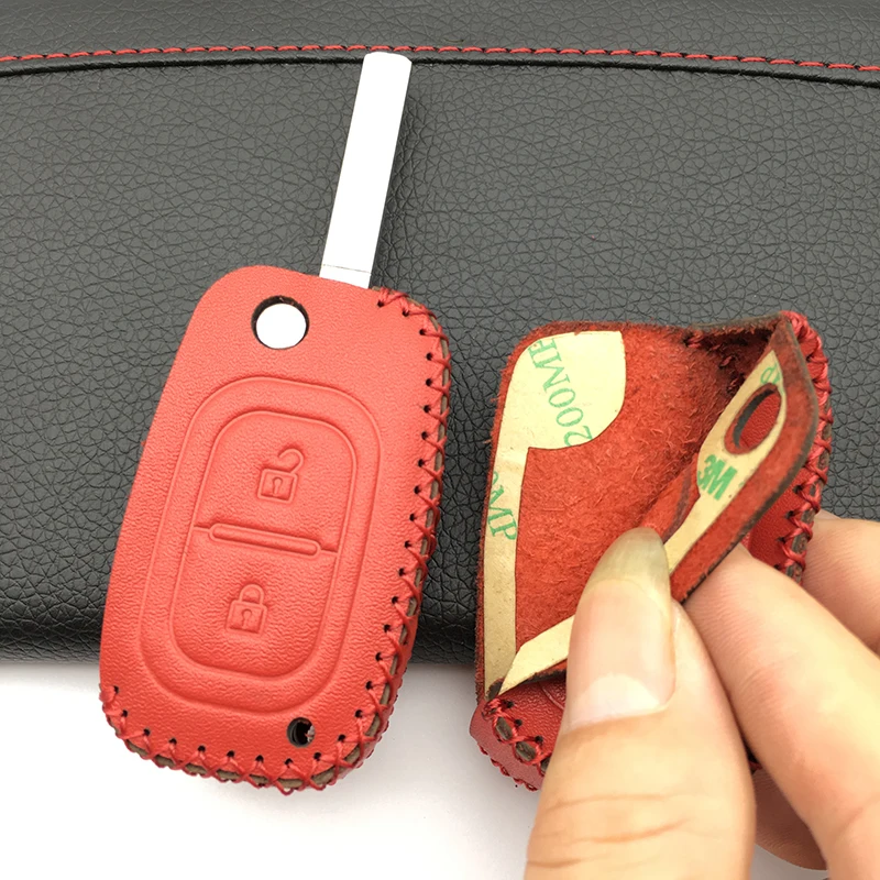 

100% Top Layer Leather Flip Keys Case Cover for Renault Modus Clio Megane Kangoo for Lada 2 Button Auto Folding Remote Key Cover