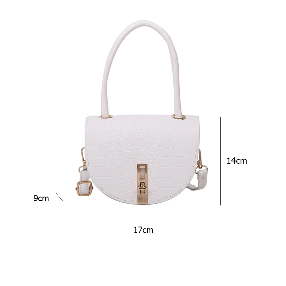 

Fashion PU Leather Alligator Pattern Saddle Shoulder Bag Ladies Vintage Solid Color Crossbody Bag Handbags