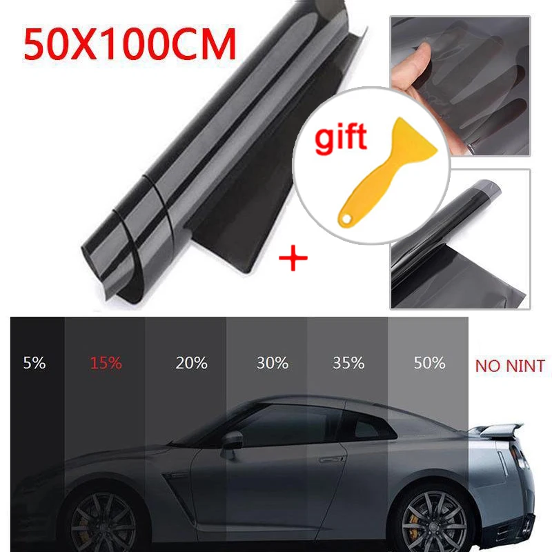 Стикер для аксессуаров + скребок замены тонировки стекла 50 см x 1 м 15% VLT черный