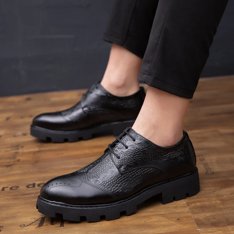 

mens fashion party nightclub dress soft leather brogue shoes carved bullock shoe lace up platform sneakers zapatos de hombre man