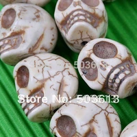 fashion white howlite stone carved skull loose beads 181714mm one stand tb1006