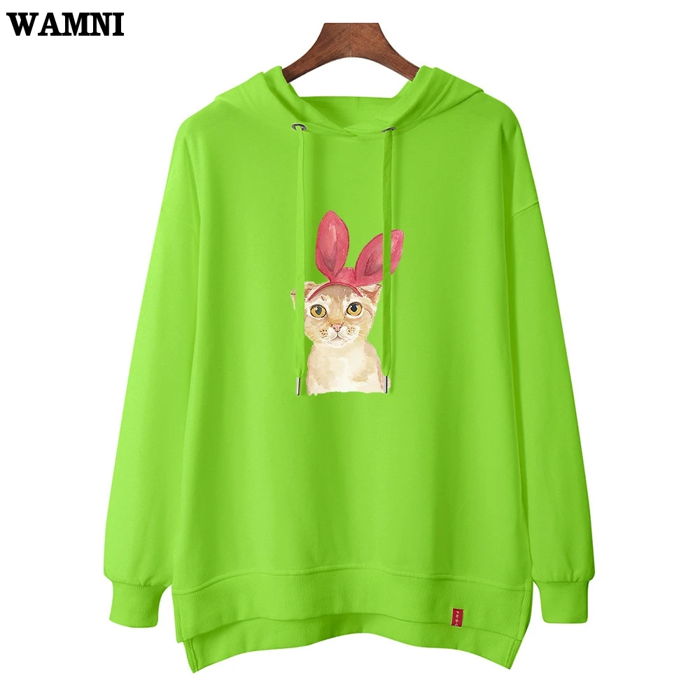 Женские толстовки с капюшоном WAMNI Kawaii модные пуловеры длинными рукавами и