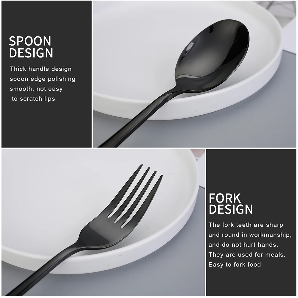 Набор столовых приборов из нержавеющей стали черного и золотого цвета 24 шт.|Блоки