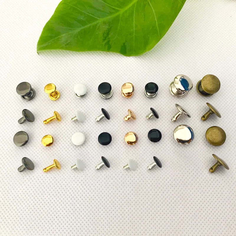 

100Pcs Round Rivet DIY Nailhead Spike Stud Metal Double Cap Side Rivets Leather Belt Wallet Bag Shoe Clothes Decorative