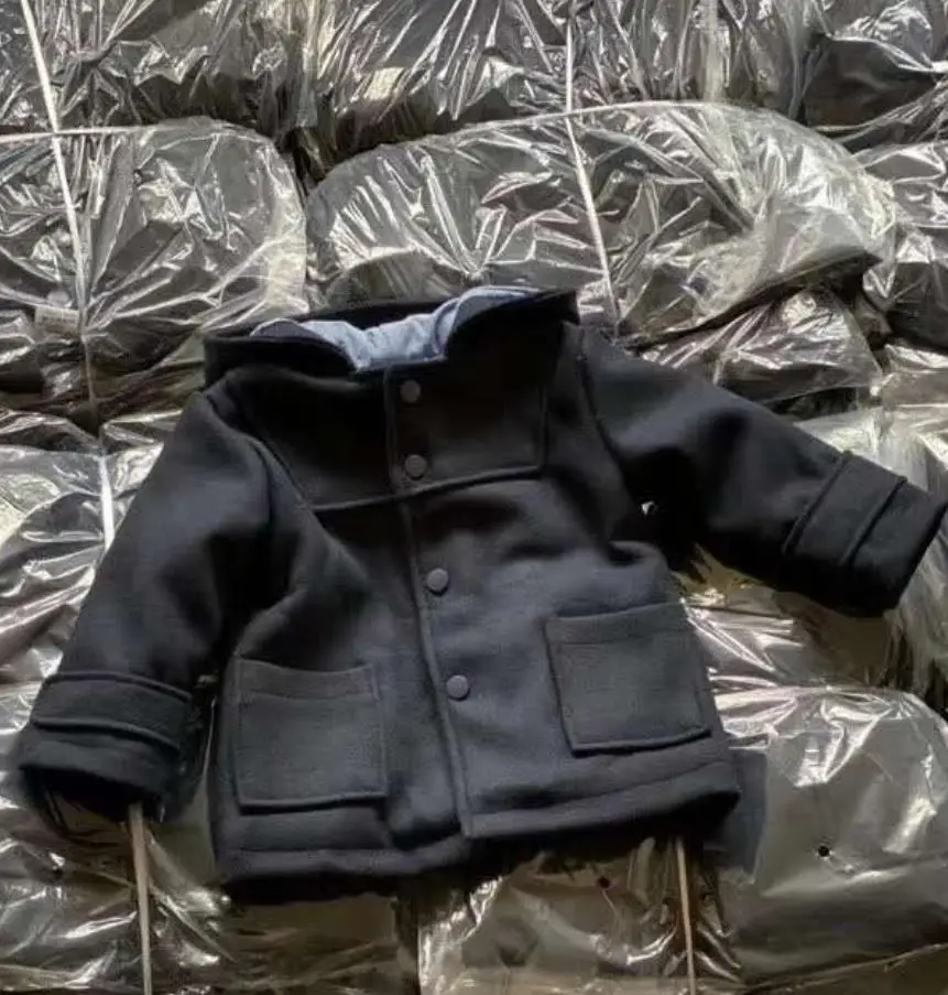 

Baby boys girls hooded woolen coat for kids vintage Spanish thick winter warm wool blends overcoat