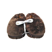pair usb electric heating slipper heated plush shoe for feet cold relief winter like minded
