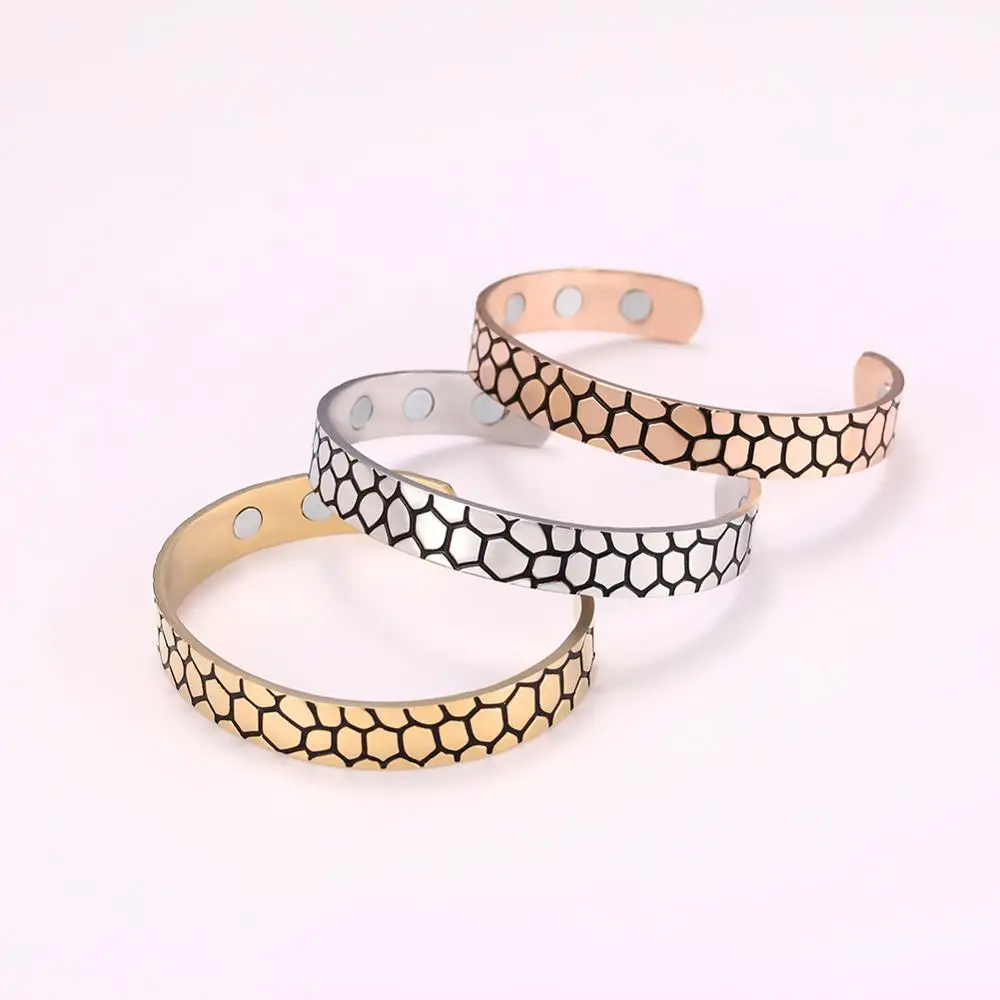 Мужской и женский браслет из нержавеющей стали магнитный с тиснением под