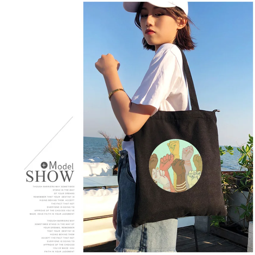

hand of God Art Letter Print Casual Large Capacity Harajuku Vintage ins Fashion Canvas Women chic Shoulder Bags bag women 2021