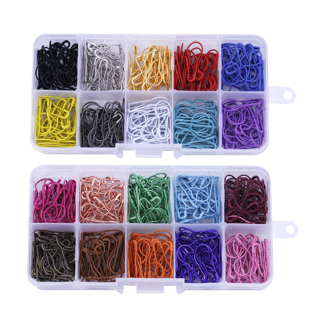 600 Pieces Assorted Bulb Safety Pins Calabash Pear Shaped Knitting Stitch Markers with Storage Box | Дом и сад