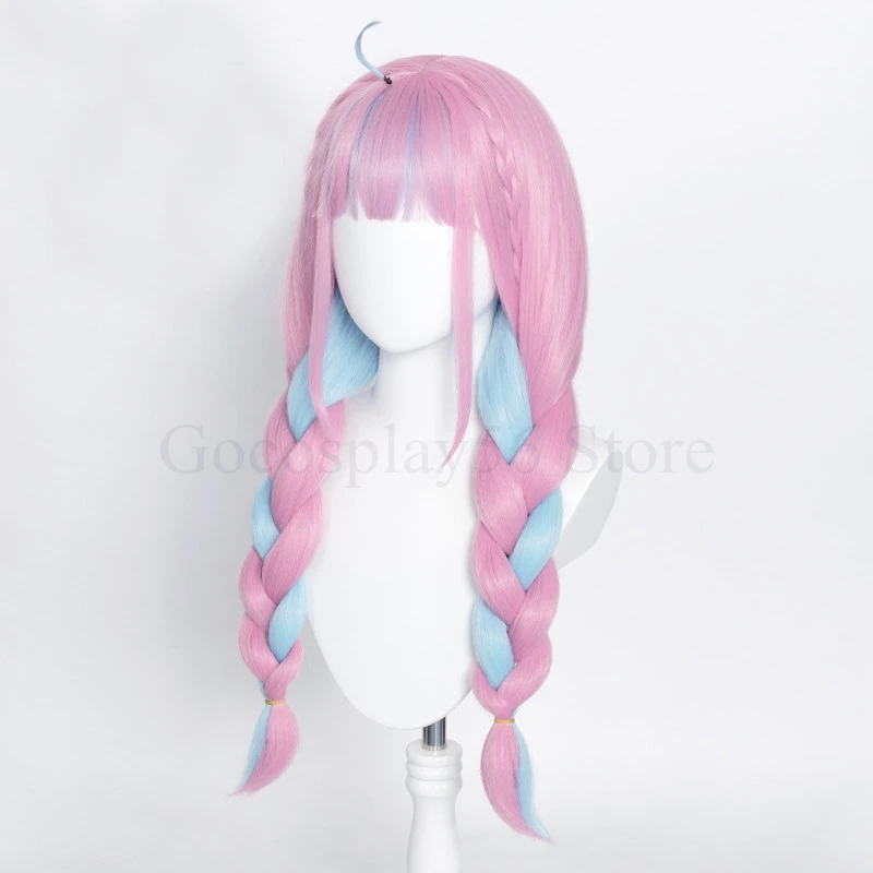 VTuber Hololive Minato Aqua парик смешанные синие Розовые косы для девочек двойной хвост